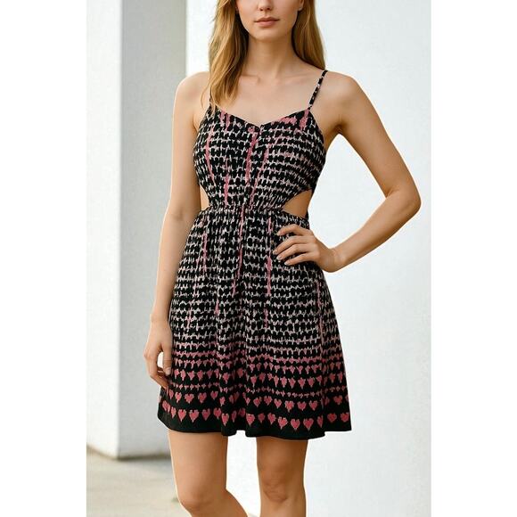 2/$15 American Eagle Cutout Mini Dress Pink Black Ombre Pockets Size 0 - Picture 1 of 13